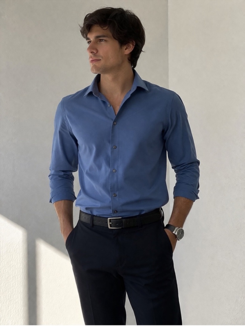 Alfani Men's Slate Blue Dress Shirt